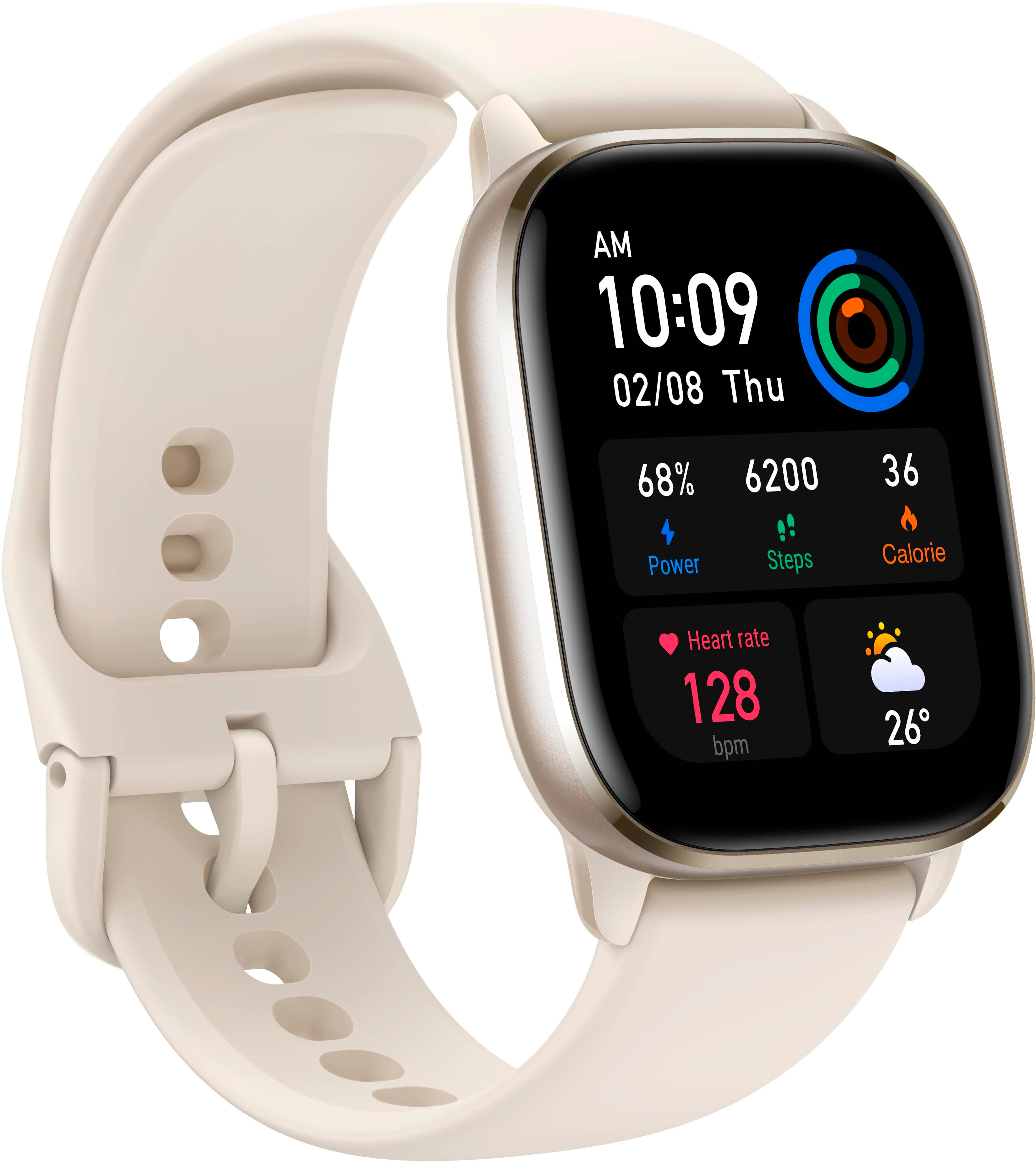 Smartwatch  Amazfit GTS 4 Mini, 1.65 FHD AMOLED, 135 - 190 mm, 5 ATM,  Bluetooth 5.2, 15 días, Moonlight White