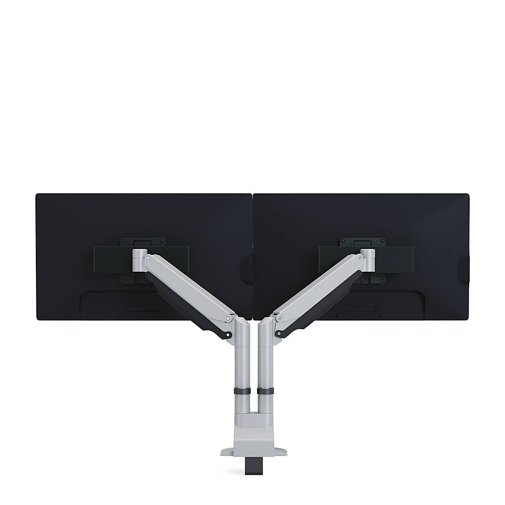 Angle. Steelcase - CF Series Intro Dual Monitor Arm with Sliders - Pewter.
