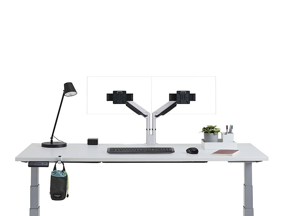 Alt View 1. Steelcase - CF Series Intro Dual Monitor Arm with Sliders - Pewter.
