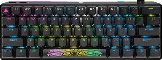 Front. CORSAIR - K70 Pro Mini Wireless 60% RGB Mechanical Cherry MX SPEED Linear Switch Gaming Keyboard with swappable MX switches - Black.