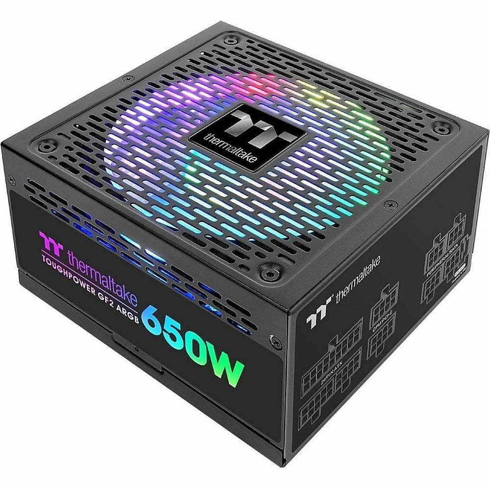 Front. Thermaltake - Toughpower GF2 650W ARGB 80 PLUS Gold Fully Modular Power Supply - Black.