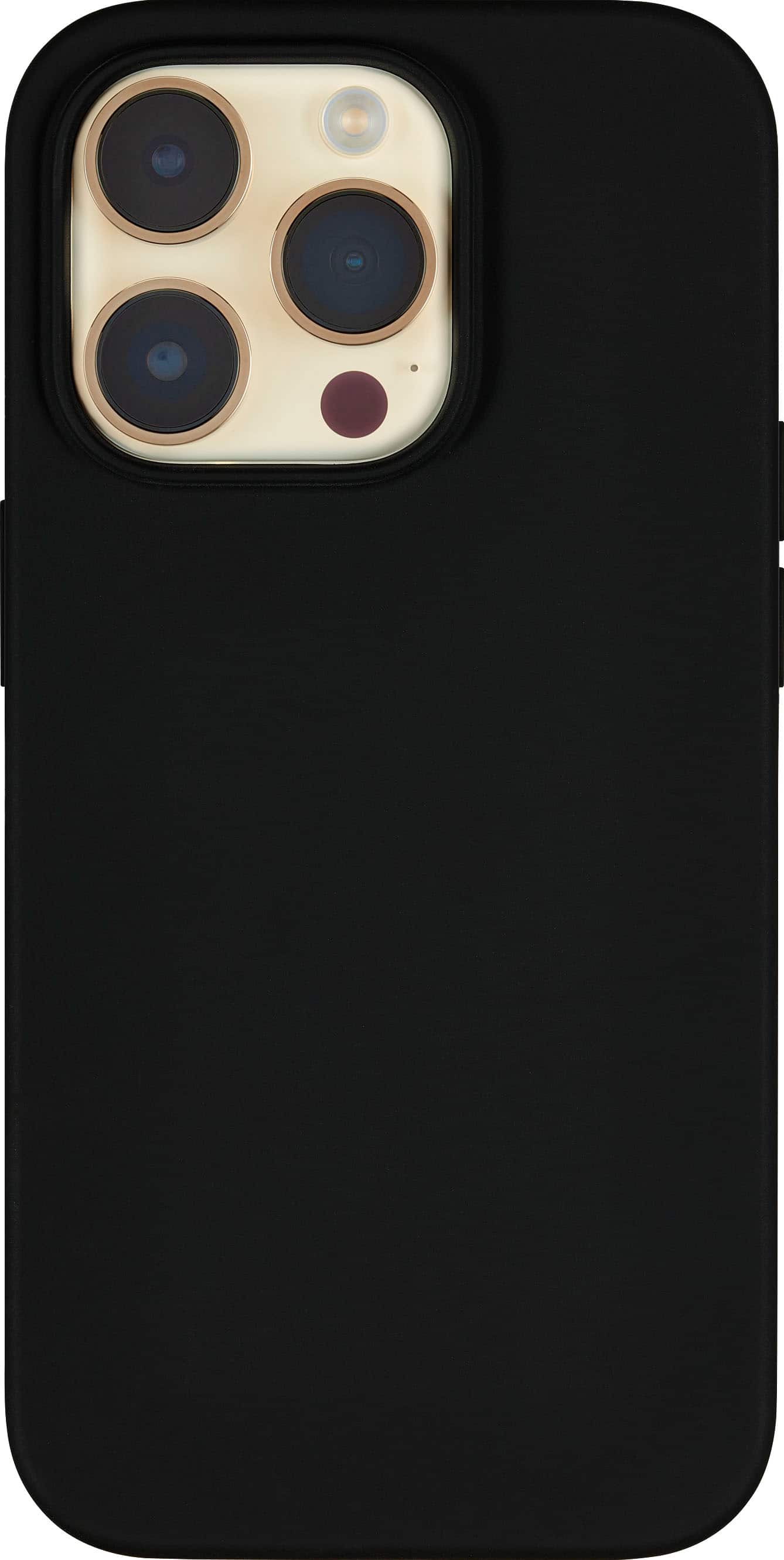Front. Insignia™ - Liquid Silicone Case with MagSafe for iPhone 14 Pro Max - Black.