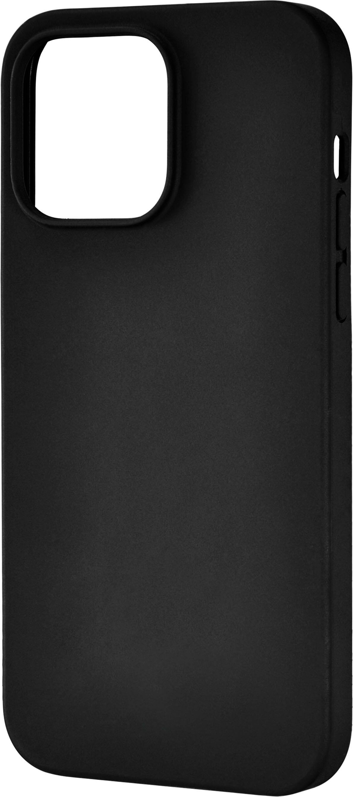 Left. Insignia™ - Liquid Silicone Case with MagSafe for iPhone 14 Pro Max - Black.