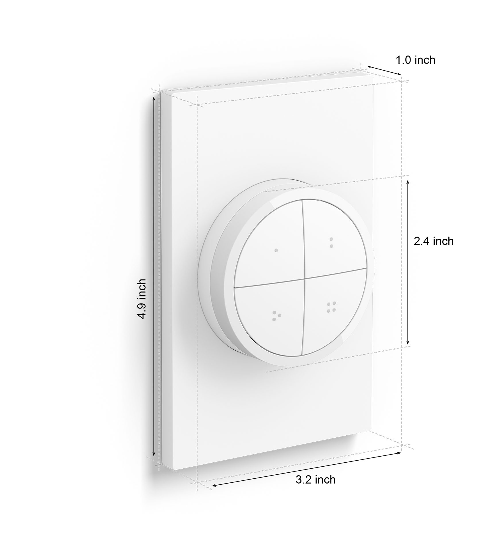 Left View: Etekcity - Smart Wi-Fi Light Switch (4-Pack) - White