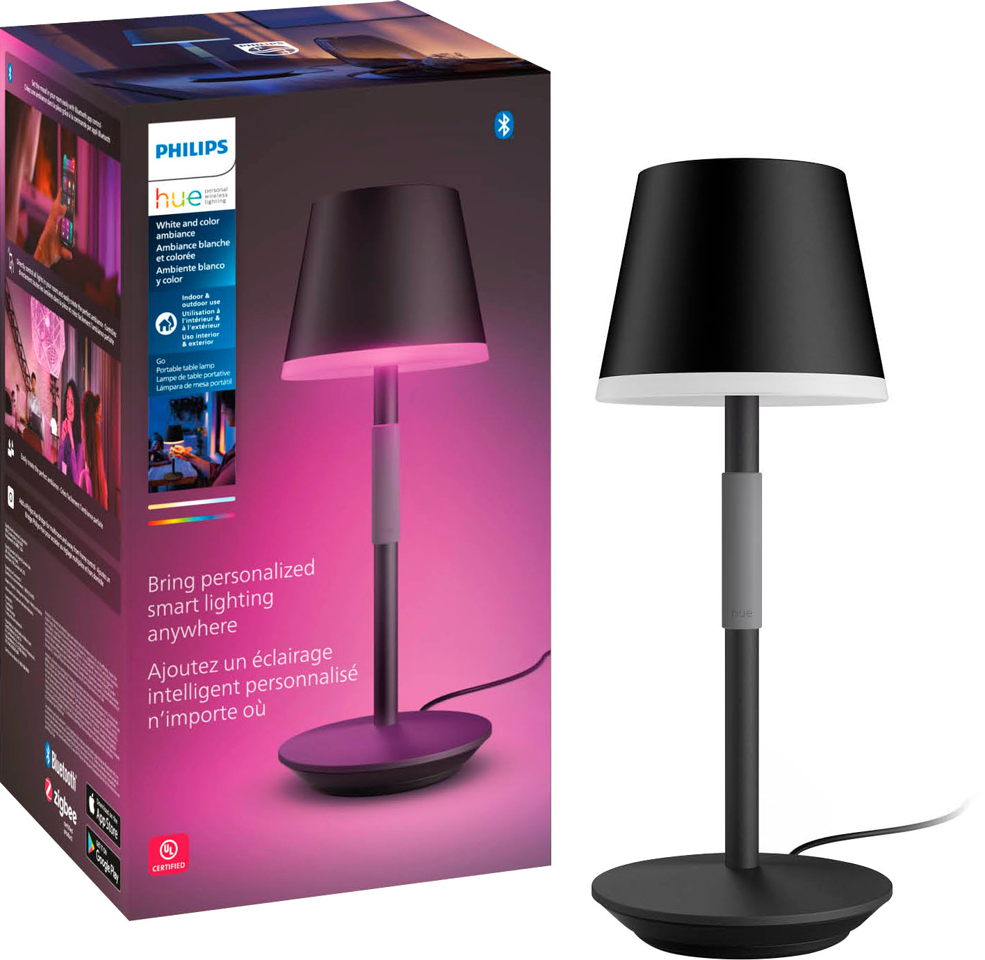 gezond verstand Convergeren Wennen aan Philips Hue Go Portable Table Lamp Black 576454 - Best Buy