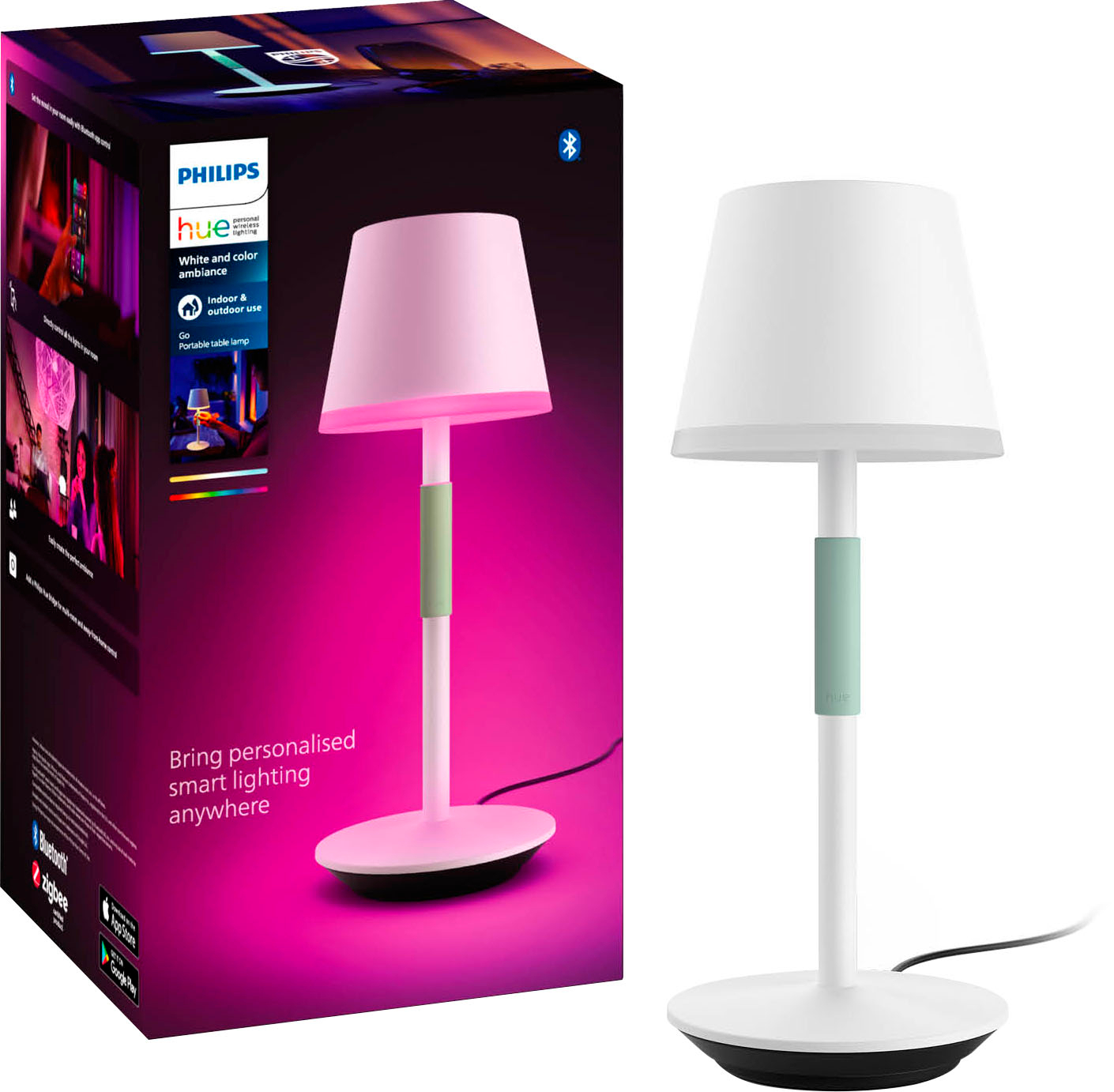 Philips - Hue Go Bluetooth Table Lamp - White and Color Ambiance