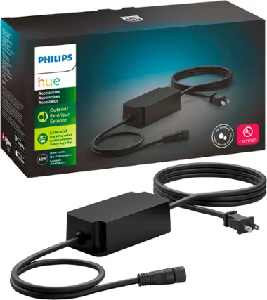 Front. Philips - Hue Outdoor 40W Power Supply - Black.