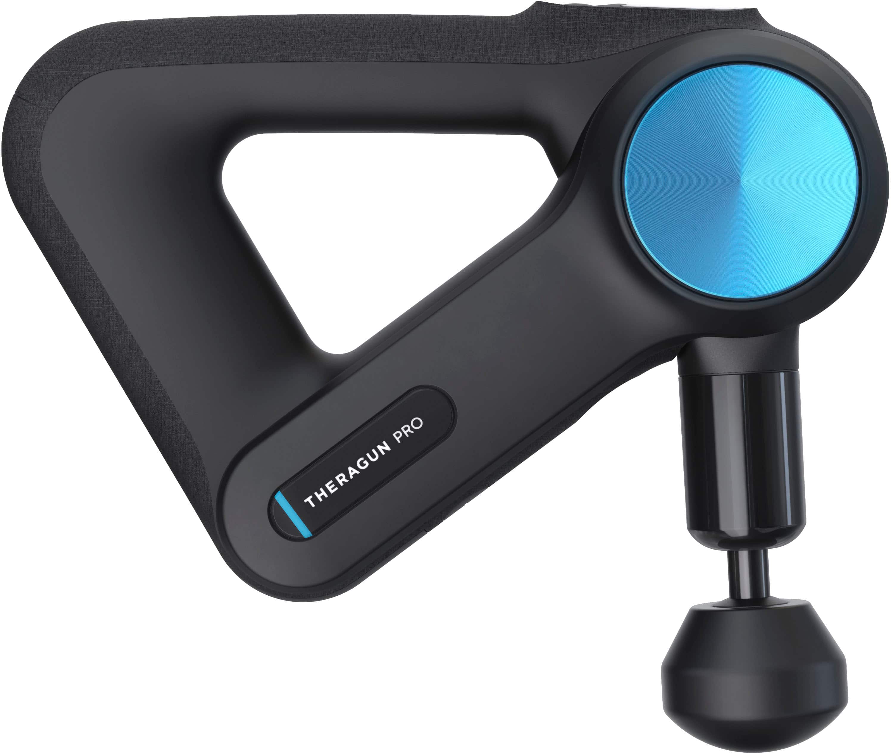 Left. Therabody - Theragun PRO (5th Gen) Bluetooth + App Enabled Massage Gun + 6 Attachments, 60lbs Force (Latest Model) - Black.