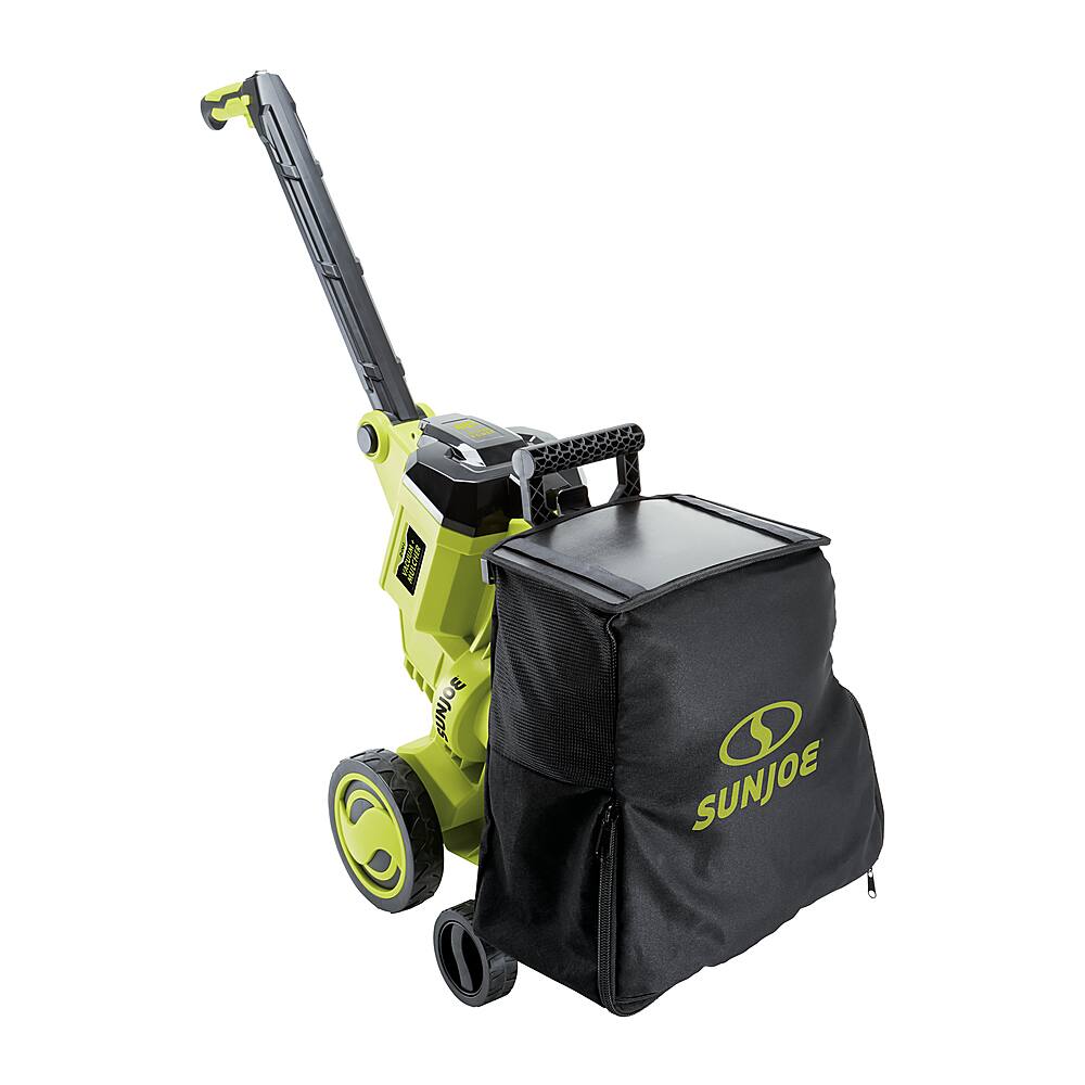 Left. Sun Joe - 24V Series X2-OGV 48-Volt iON+ Cordless Outdoor Garden Vacuum/Mulcher Kit - Green.