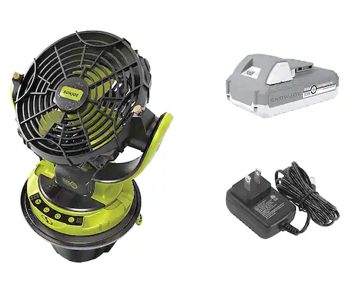 The image features a variety of SunJoe products, including a fan, a snow blower, and a leaf blower. The fan is shown in two different positions, one with the fan head attached to the base and another with the fan head detached. The leaf blower is also shown in two different positions, one with the fan head attached to the base and another with the fan head detached. The snow blower is shown in a single position, with the fan head attached to the base. The image provides a clear view of the various components and features of these SunJoe products.