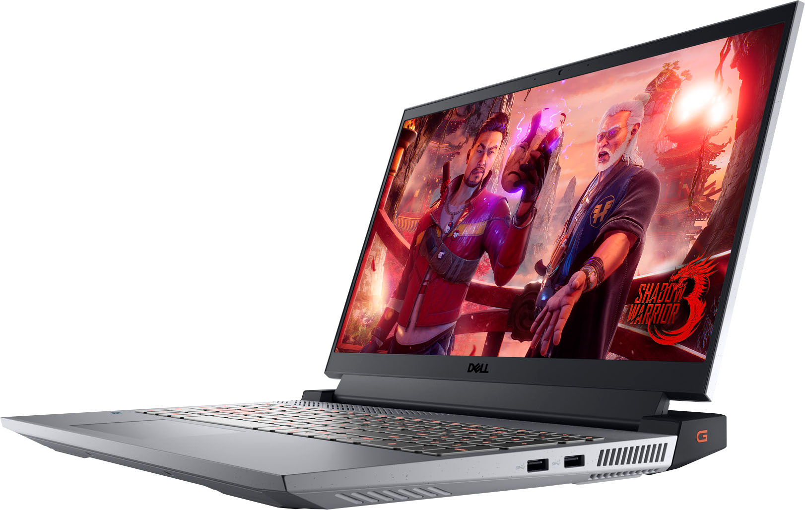 Zoom in on Angle Zoom. Dell G15 15.6" FHD 120Hz Gaming Laptop - AMD Ryzen 5 - 8GB Memory - NVIDIA GeForce RTX 3050 - 512GB SSD - Phantom Grey with speckles.