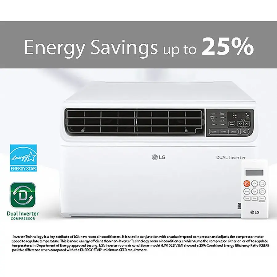 Alt View 18. LG - 450 Sq. Ft. 10,000 BTU Dual Inverter Smart Window Air Conditioner - White.