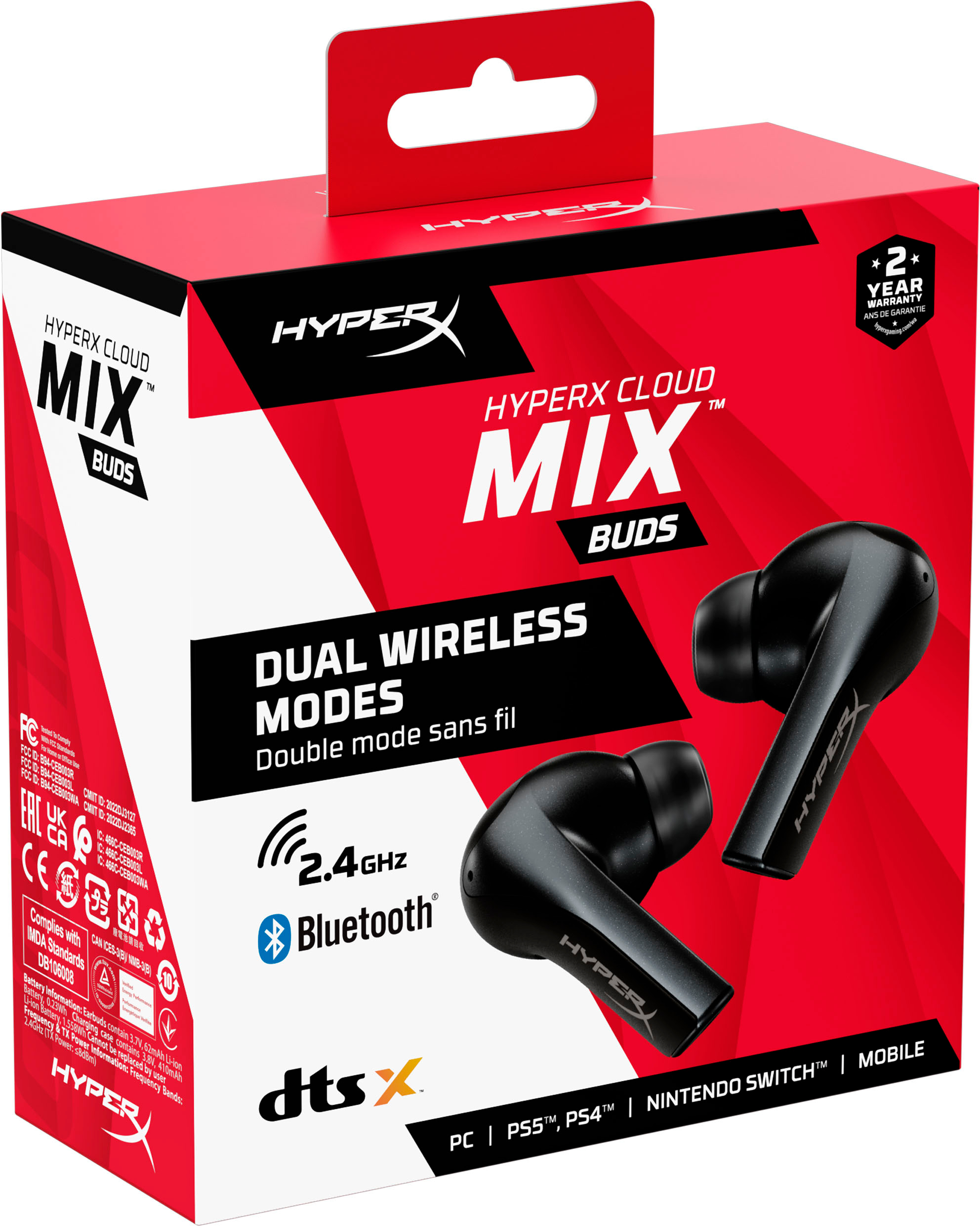 Black Earbuds and Buy Wireless MIX True Switch, HyperX PC, Gaming for - 4P5D9AA PS4, Best PS5, Cloud Mobile Nintendo