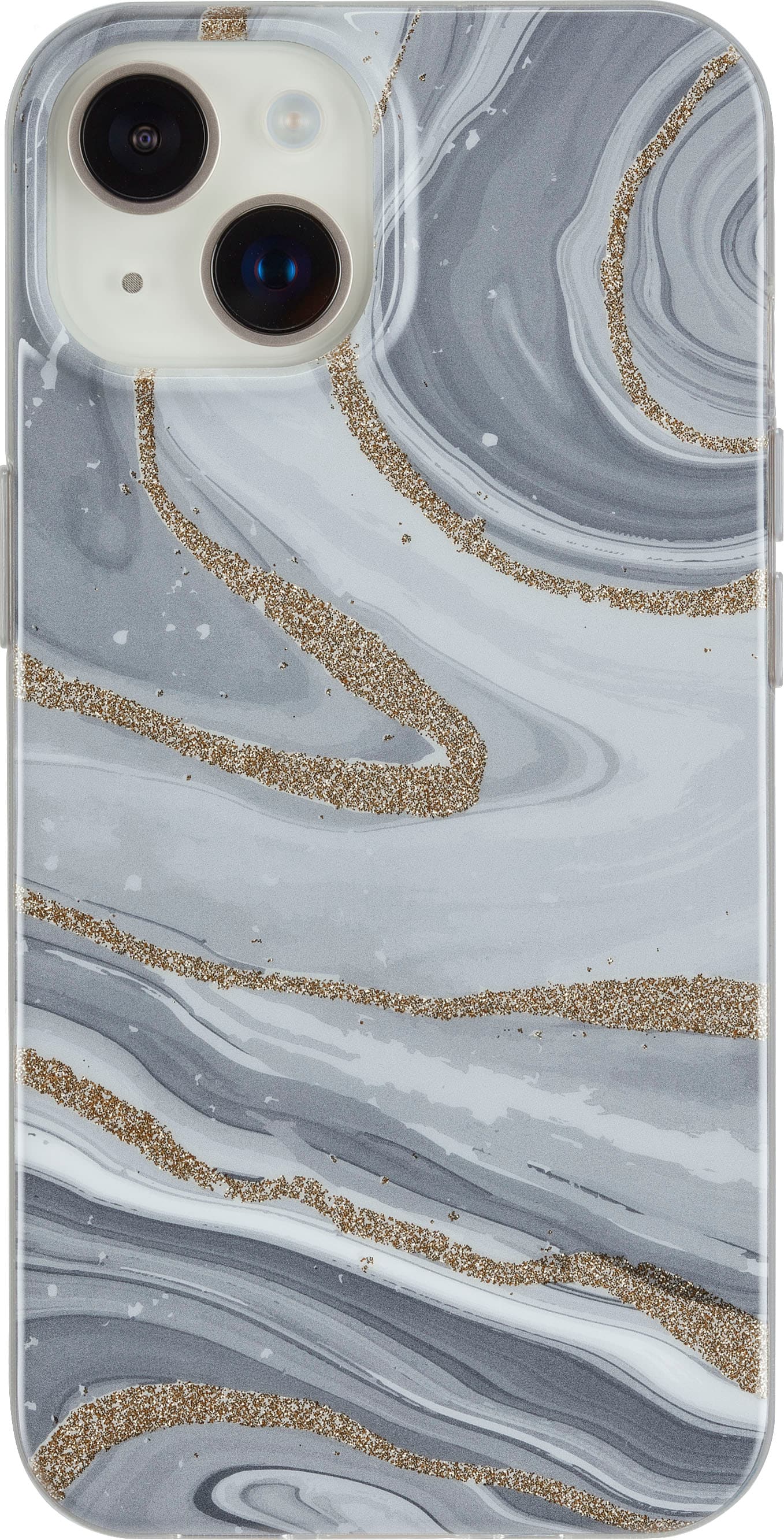 Front. Insignia™ - Hard-Shell Case for iPhone 14 Plus - Marble.