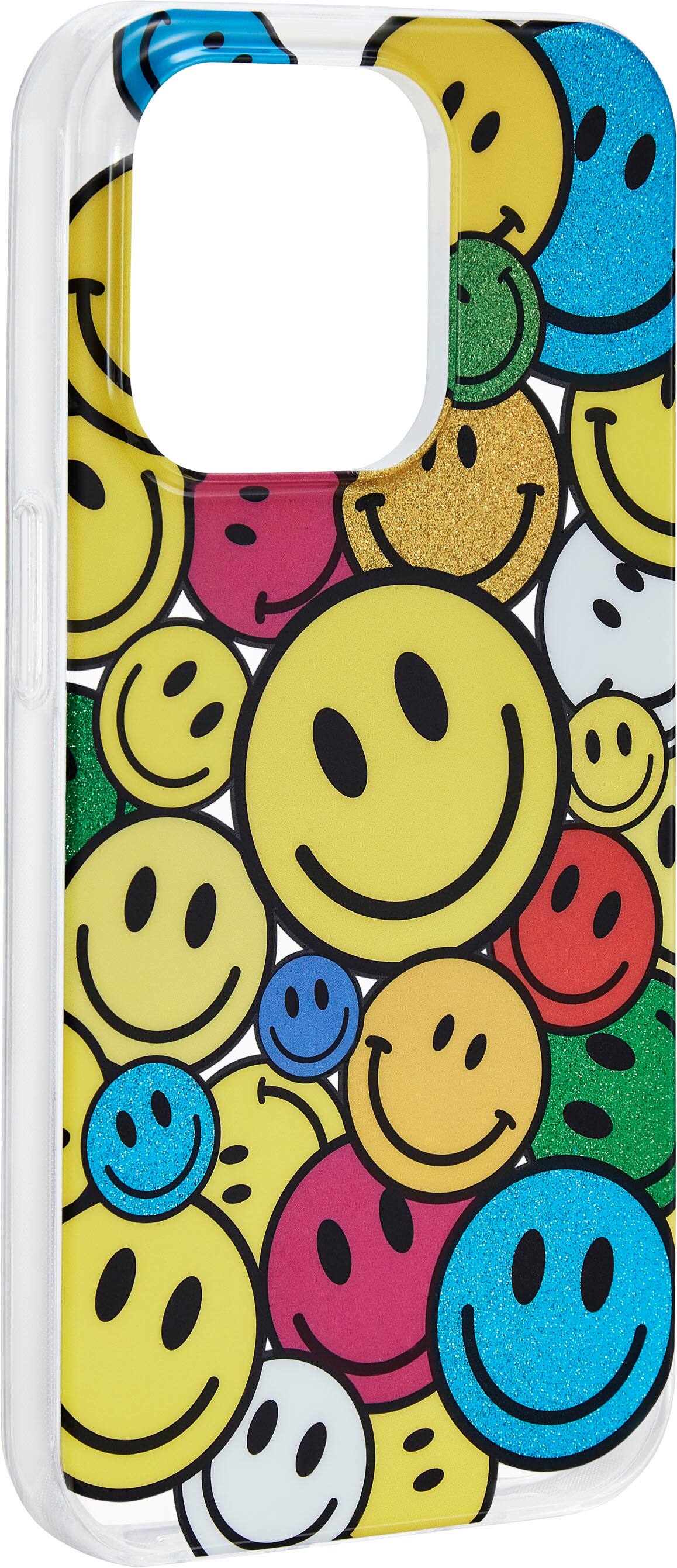 Angle. Insignia™ - Hard-Shell Case for iPhone 14 Pro - Smiley Face.