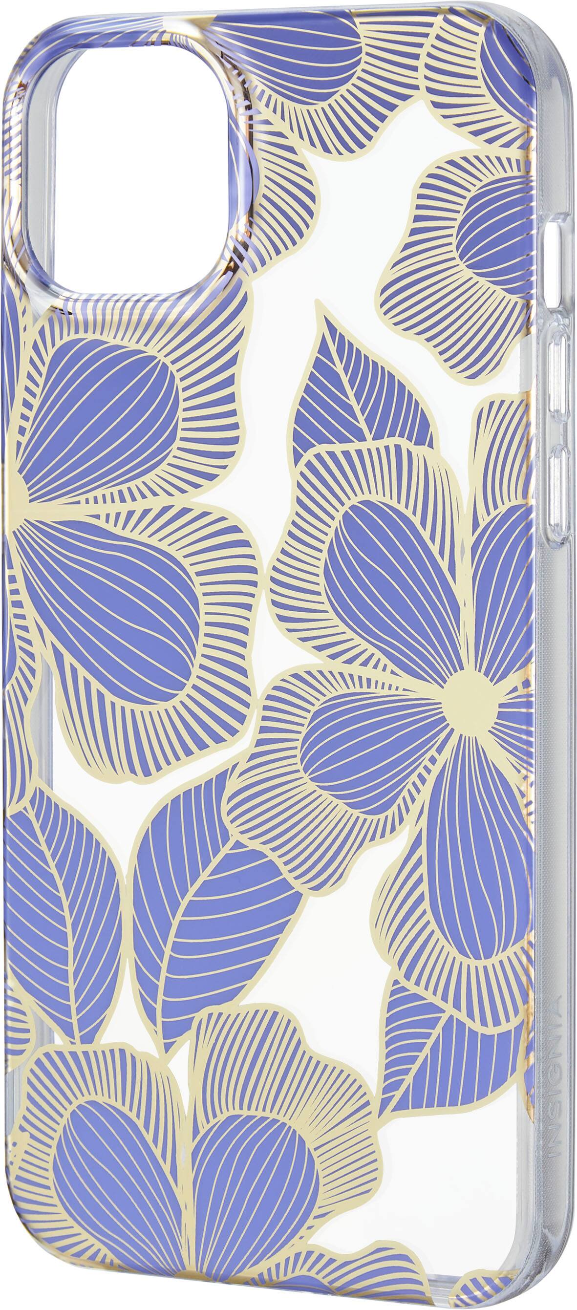 Left. Insignia™ - Hard-Shell Case for iPhone 14 Plus - Purple Flower.