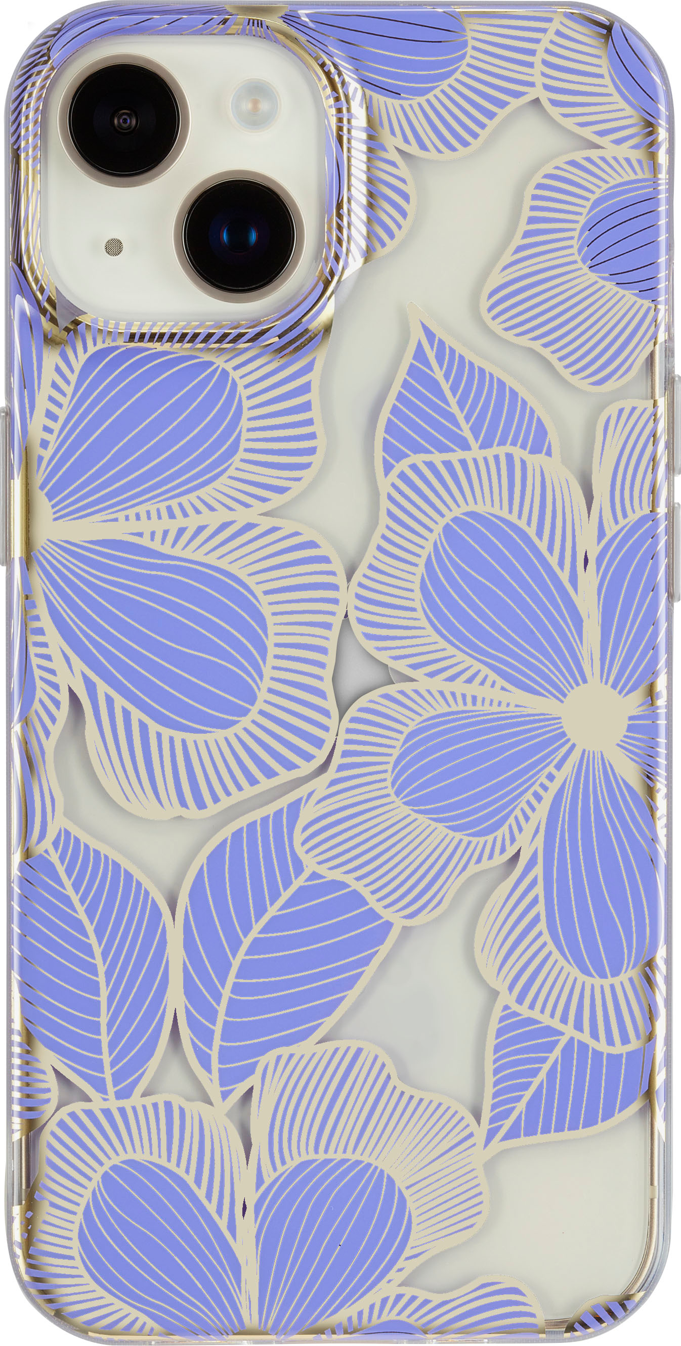 Insignia - Hard-Shell Case for iPhone 14 and iPhone 13 - Purple Flower