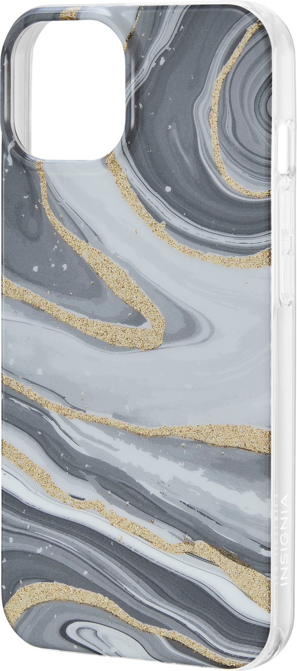 Left View: Insignia™ - Hard-Shell Case for iPhone 14 and iPhone 13 - Marble