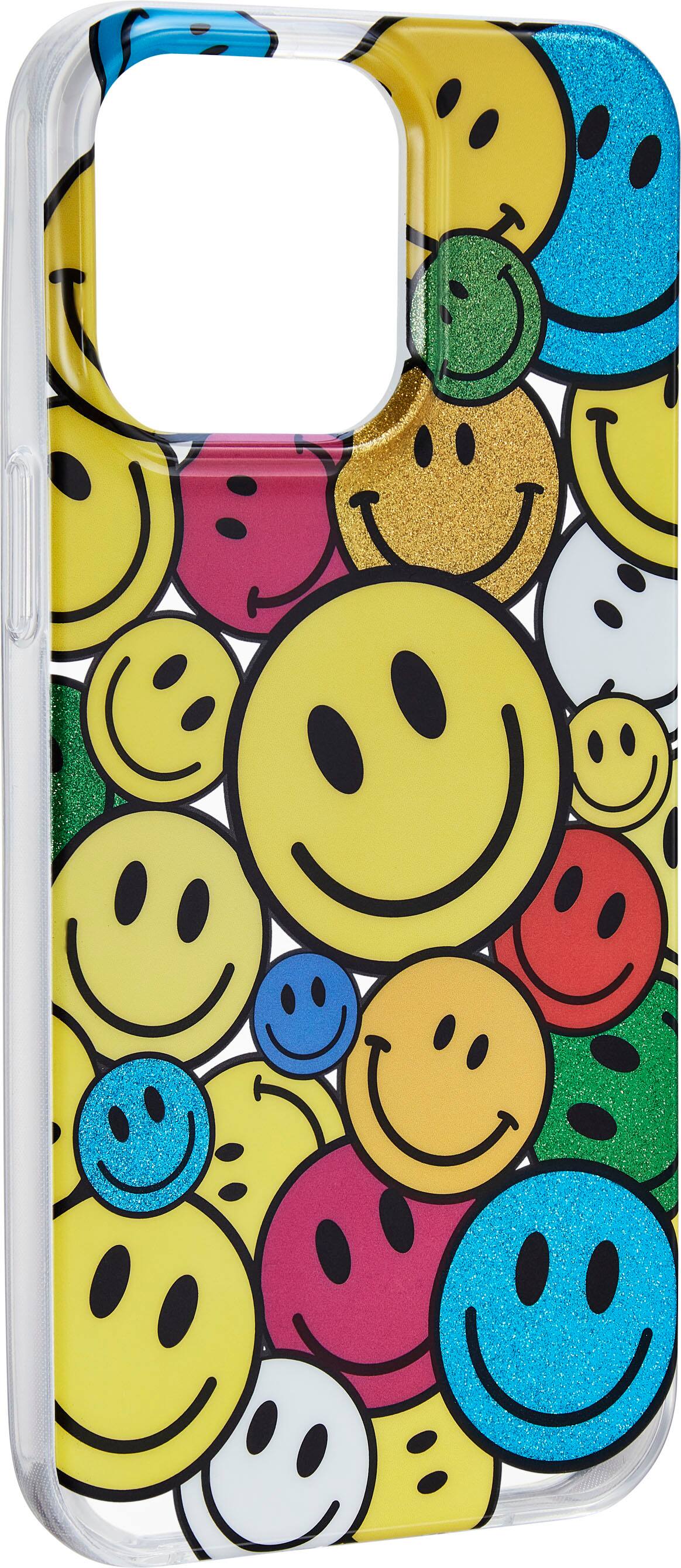 Angle. Insignia™ - Hard-Shell Case for iPhone 14 Pro Max - Smiley Face.