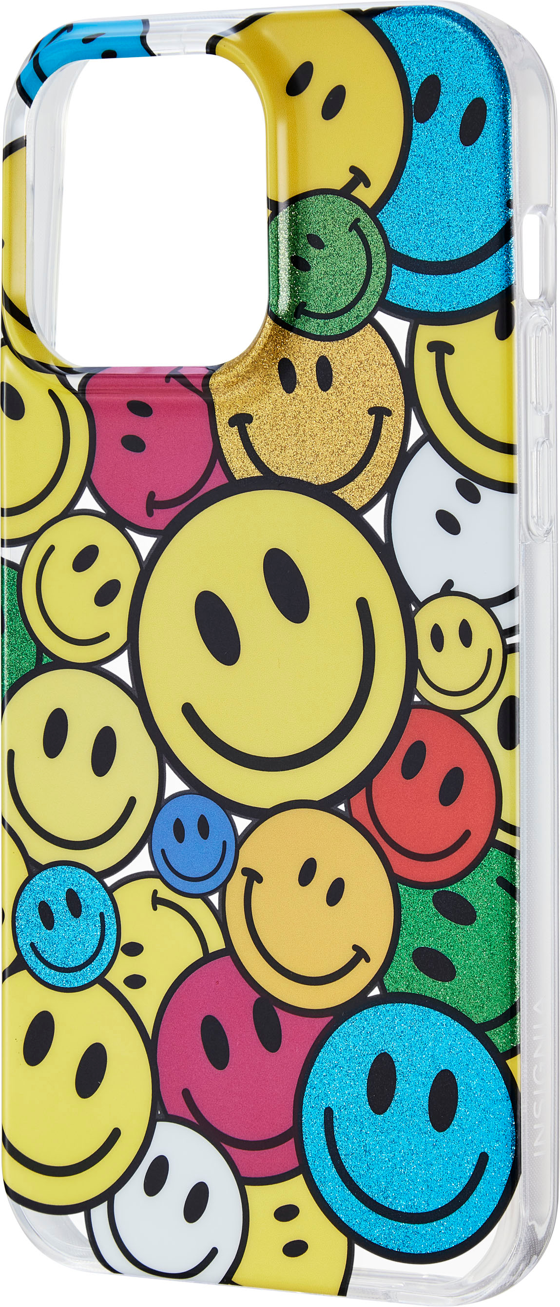 Left View: Insignia™ - Hard-Shell Case for iPhone 14 Pro Max - Smiley Face