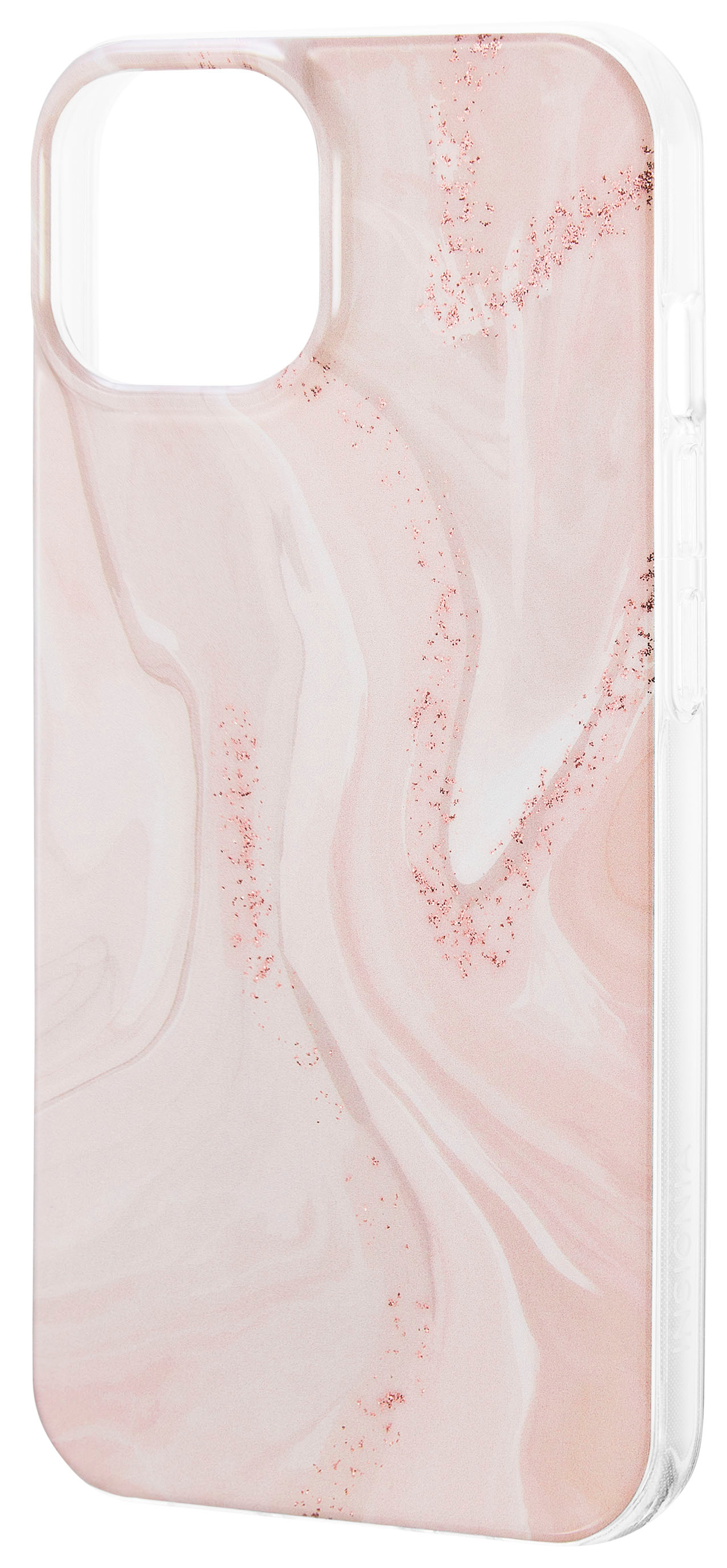 Left View: Insignia™ - Hard-Shell Case for iPhone 14 and iPhone 13 - Pink Marble