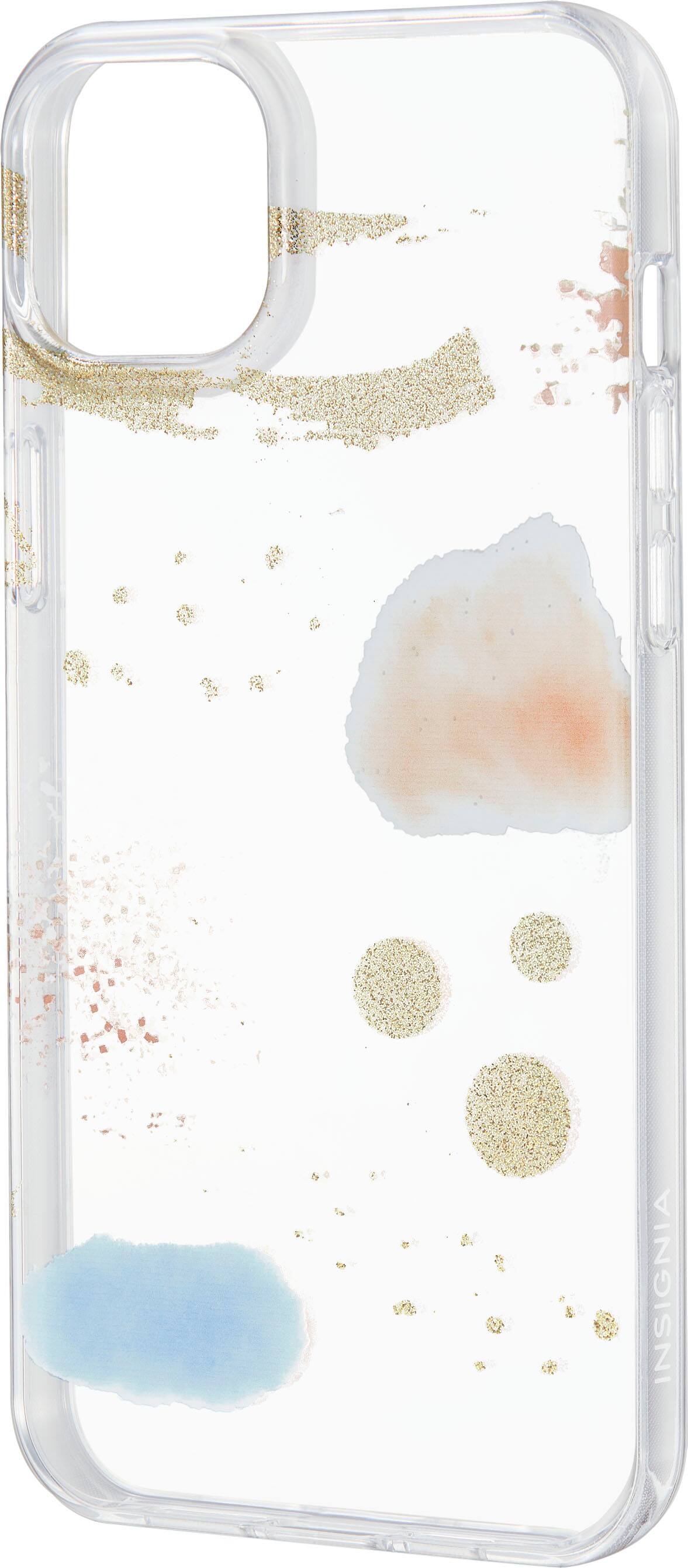 Left. Insignia™ - Hard-Shell Case for iPhone 14 Plus - Abstract Glitter.