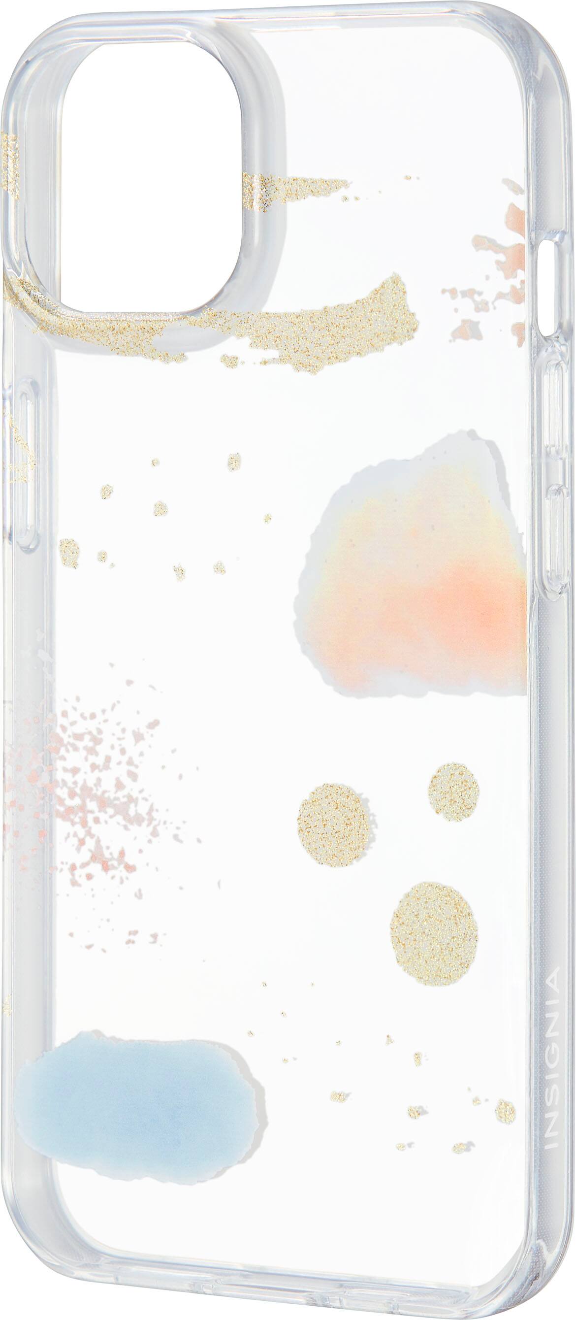 Left. Insignia™ - Hard-Shell Case for iPhone 14 and iPhone 13 - Abstract Glitter.