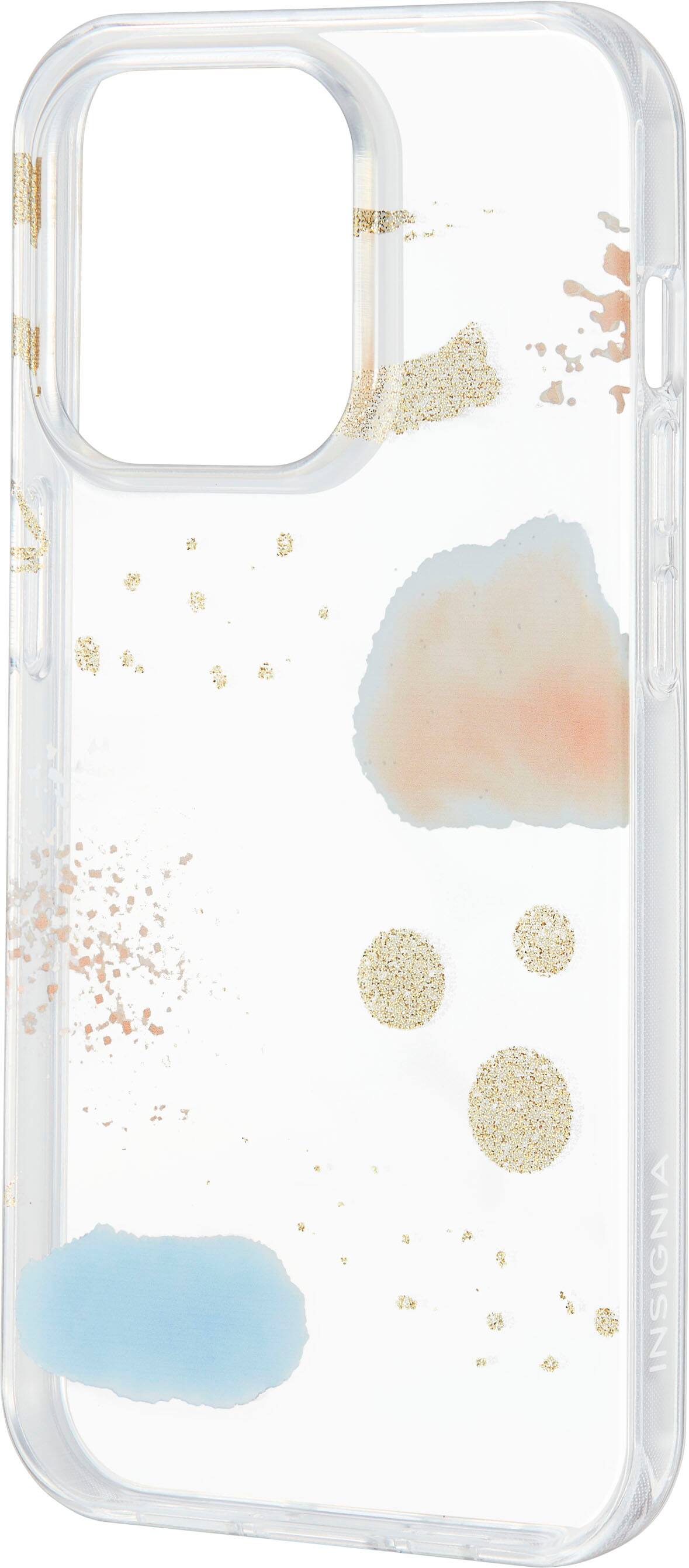 Left. Insignia™ - Hard-Shell Case for iPhone 14 Pro - Abstract Glitter.