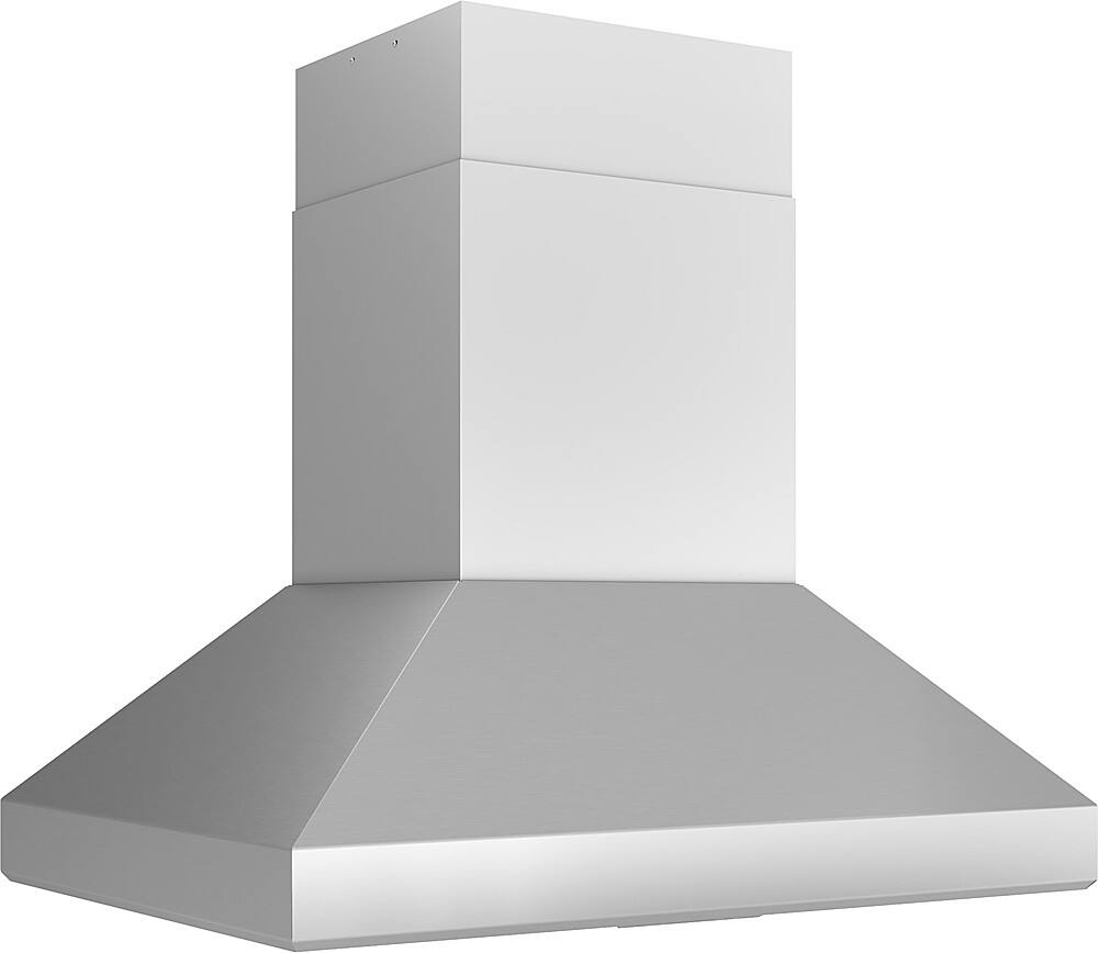 Left View: Zephyr - Titan 42 in. 750 CFM Island Mount Range Hood with LED Light - Stainless Steel
