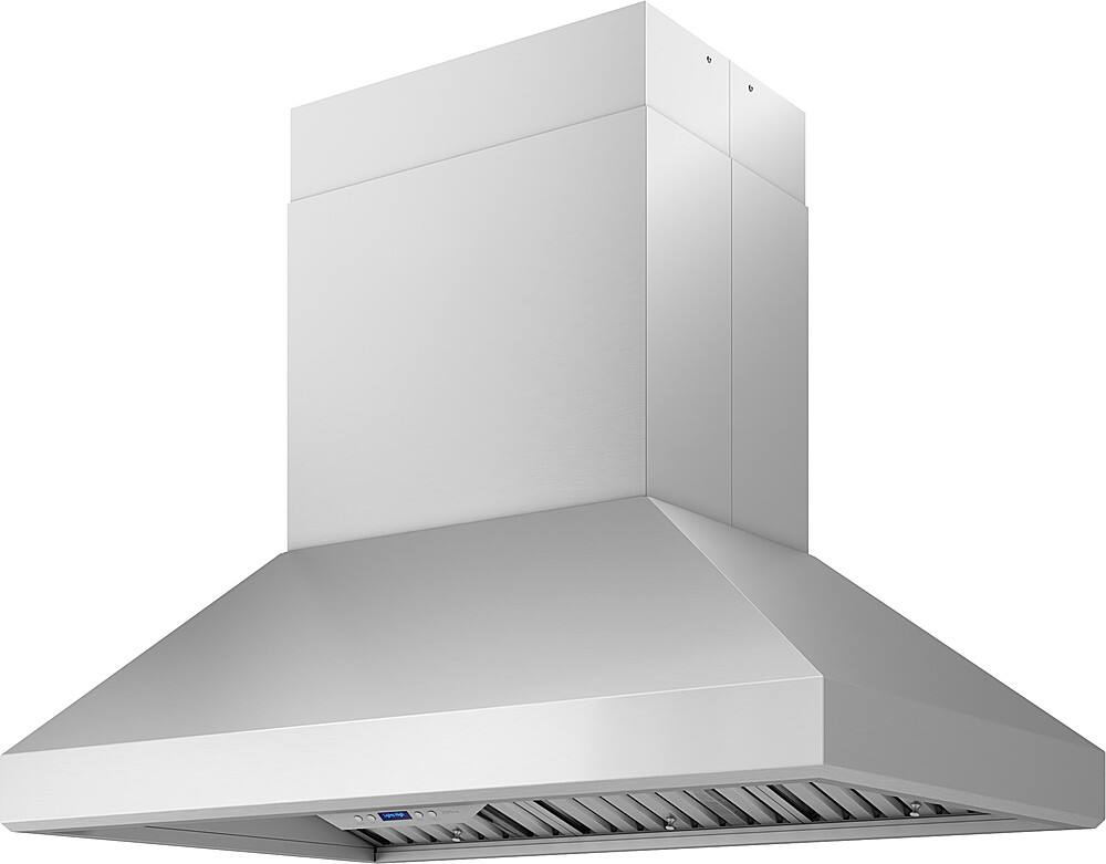 Angle View: Zephyr - Titan 48 in. 750 CFM Island Mount Range Hood with LED Light - Stainless steel