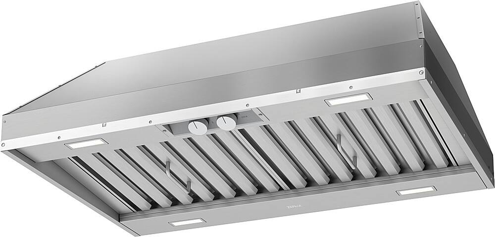 Angle. Zephyr - Spruce 60 in. 1200 CFM Insert Mount Range Hood with LED Lighting - Stainless Steel.