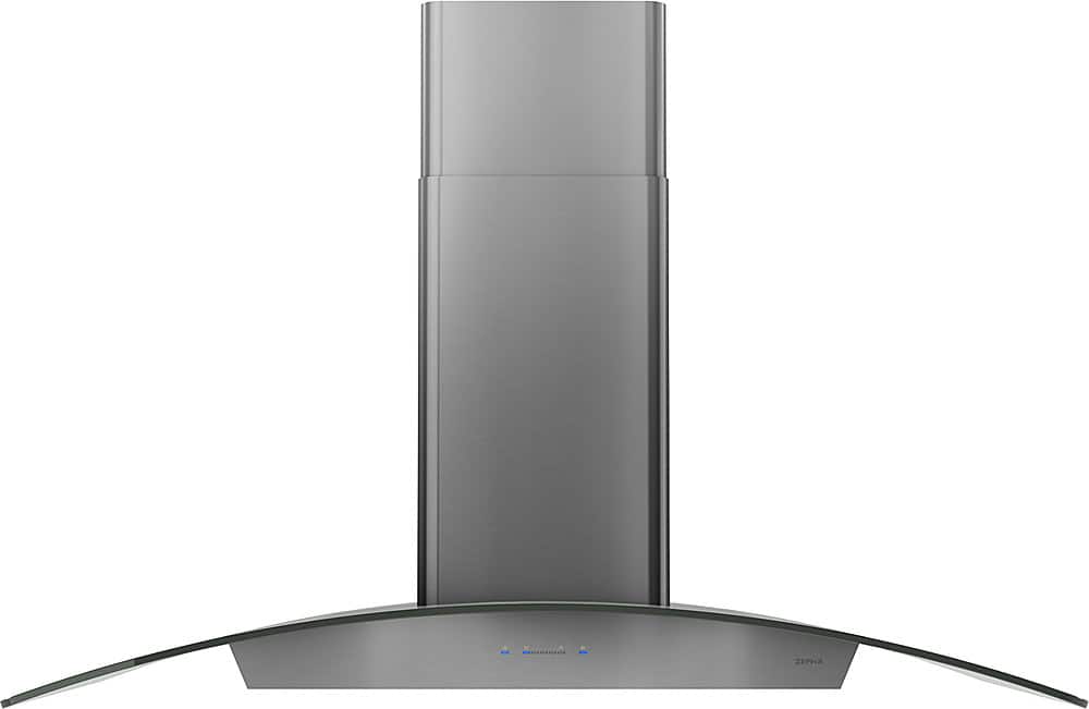 Front. Zephyr - Ravenna 42 in. 600 CFM Island Mount Range Hood with LED Lighting - black stainless steel.