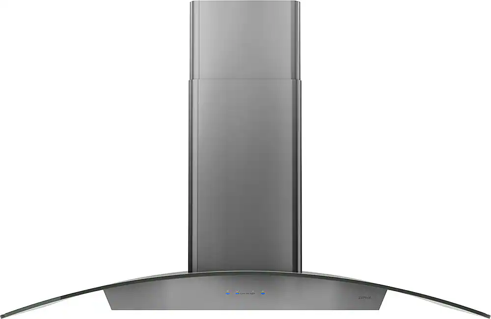Front. Zephyr - Ravenna 42 in. 600 CFM Island Mount Range Hood with LED Lighting - black stainless steel.