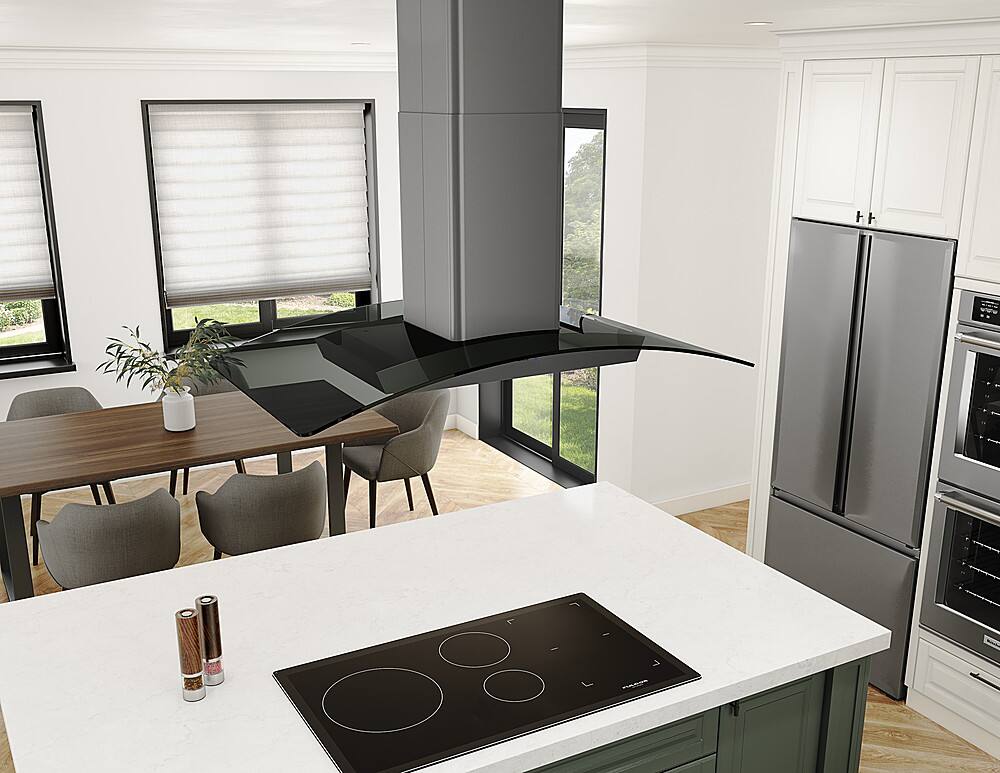 Alt View 14. Zephyr - Ravenna 42 in. 600 CFM Island Mount Range Hood with LED Lighting - black stainless steel.