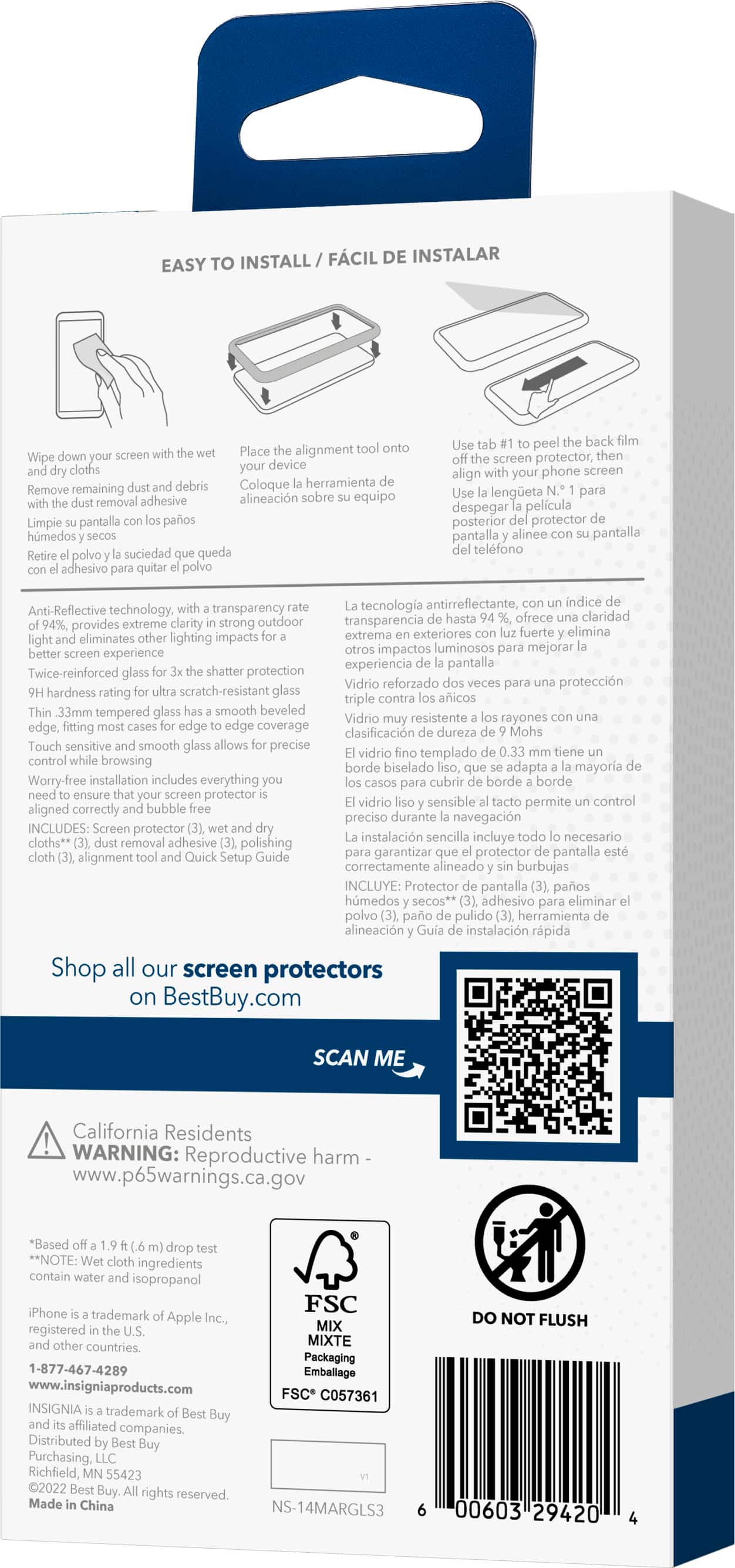 Alt View 17. Insignia™ - Anti-Reflective Glass Screen Protector for iPhone 14 Plus and 13 Pro Max (3-Pack) - Clear.