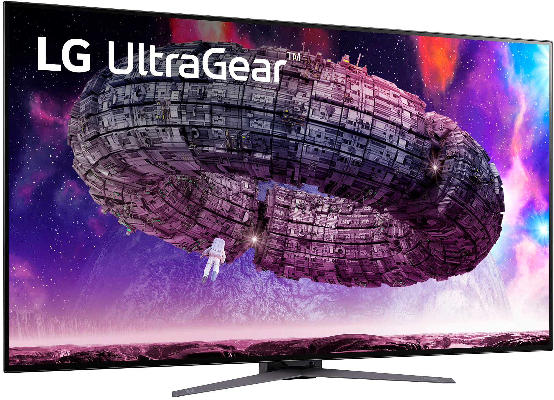 Back View: LG - UltraGear 48” OLED 4K UHD .1-ms G-SYNC Compatible and AMD FreeSync Gaming Monitor with HDR (DisplayPort, HDMI, USB) - Black