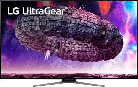 Front. LG - UltraGear 48” OLED 4K UHD .1-ms G-SYNC Compatible and AMD FreeSync Gaming Monitor with HDR (DisplayPort, HDMI, USB) - Black.