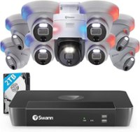 Swann Professional 16-Channel, 8-Dome, 1-Pan Tilt Camera Indoor/Outdoor 12MP UHD, 4TB NVR Security Surveillance System - Black - Front_Zoom