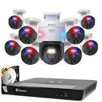 Swann Professional 16-Channel 8-Bullet 1-Pan&Tilt Camera, Indoor/Outdoor, 4K UHD, 2TB NVR Security Surveillance System - White - Front_Zoom