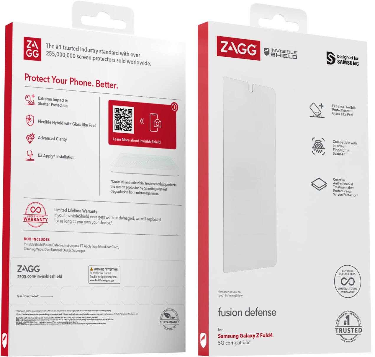 Alt View 12. ZAGG - InvisibleShield Fusion Defense Flexible Hybrid Screen Protector with Glass-like Feel for Samsung Galaxy Z Fold4 - Clear.