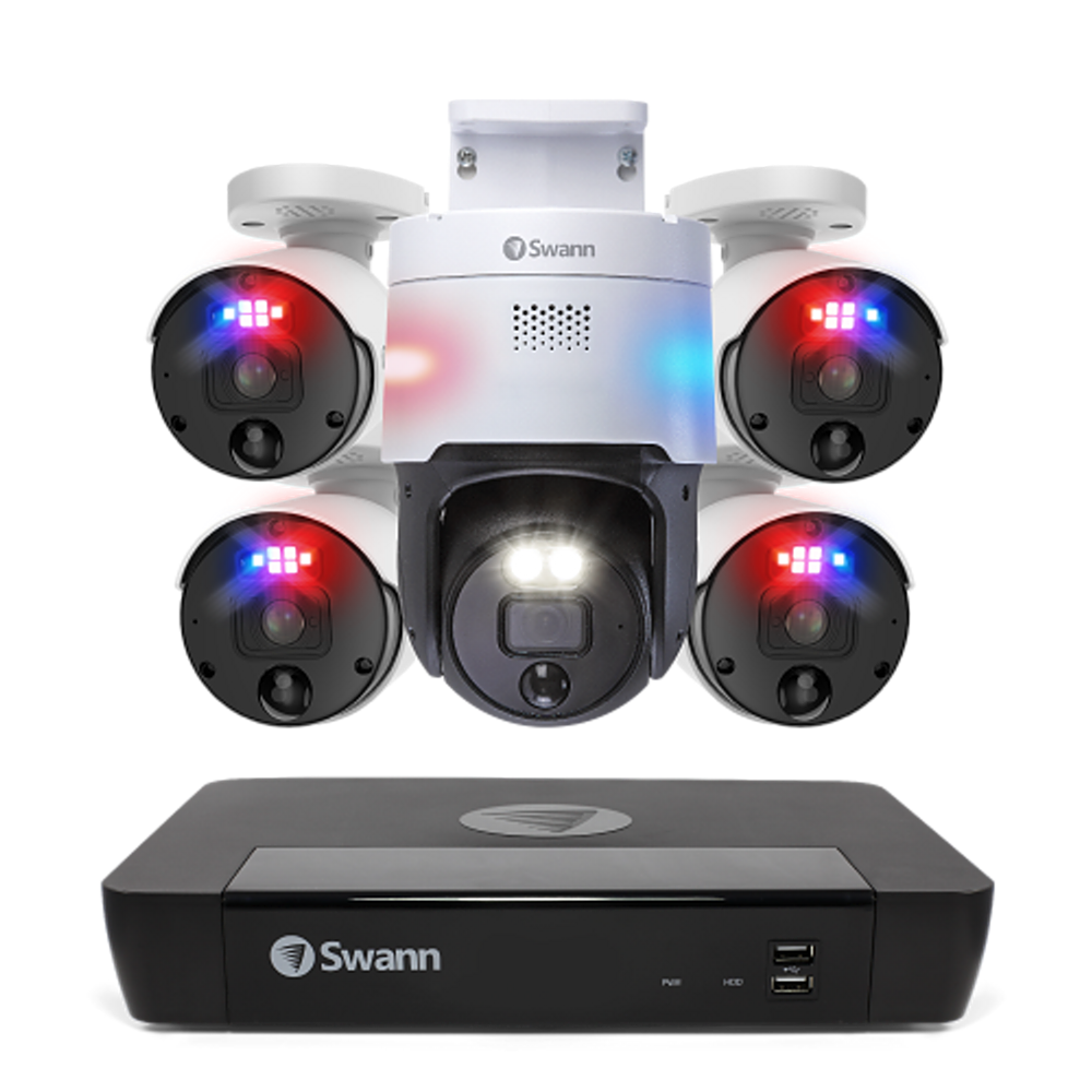 Front. Swann - Professional 8-Channel, 5-Camera Indoor/Outdoor Wired 4K 2TB NVR Security System - White.