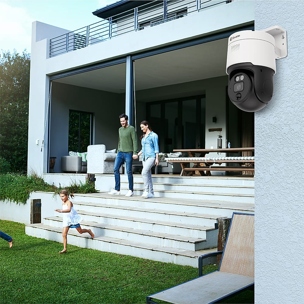 Left. Swann - Professional 8-Channel, 5-Camera Indoor/Outdoor Wired 4K 2TB NVR Security System - White.