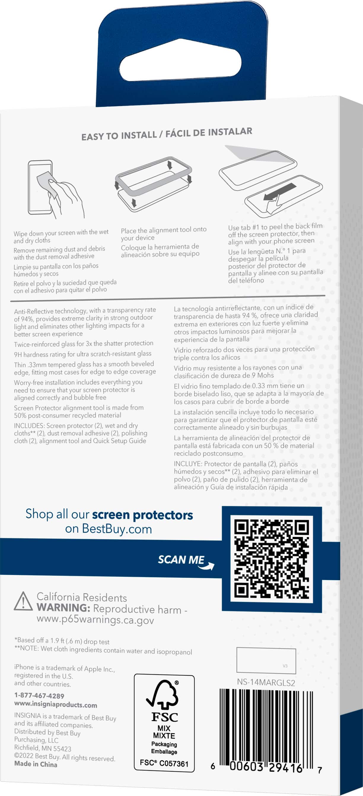 Alt View 17. Insignia™ - Anti-Reflective Glass Screen Protector for iPhone 14 Plus and 13 Pro Max (2-Pack) - Clear.