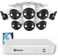 Swann Professional 8-Channel, 8-Spot Light Camera Indoor/Outdoor Wired 4K HD, PoE 2TB NVR Security Surveillance System - White - Front_Zoom
