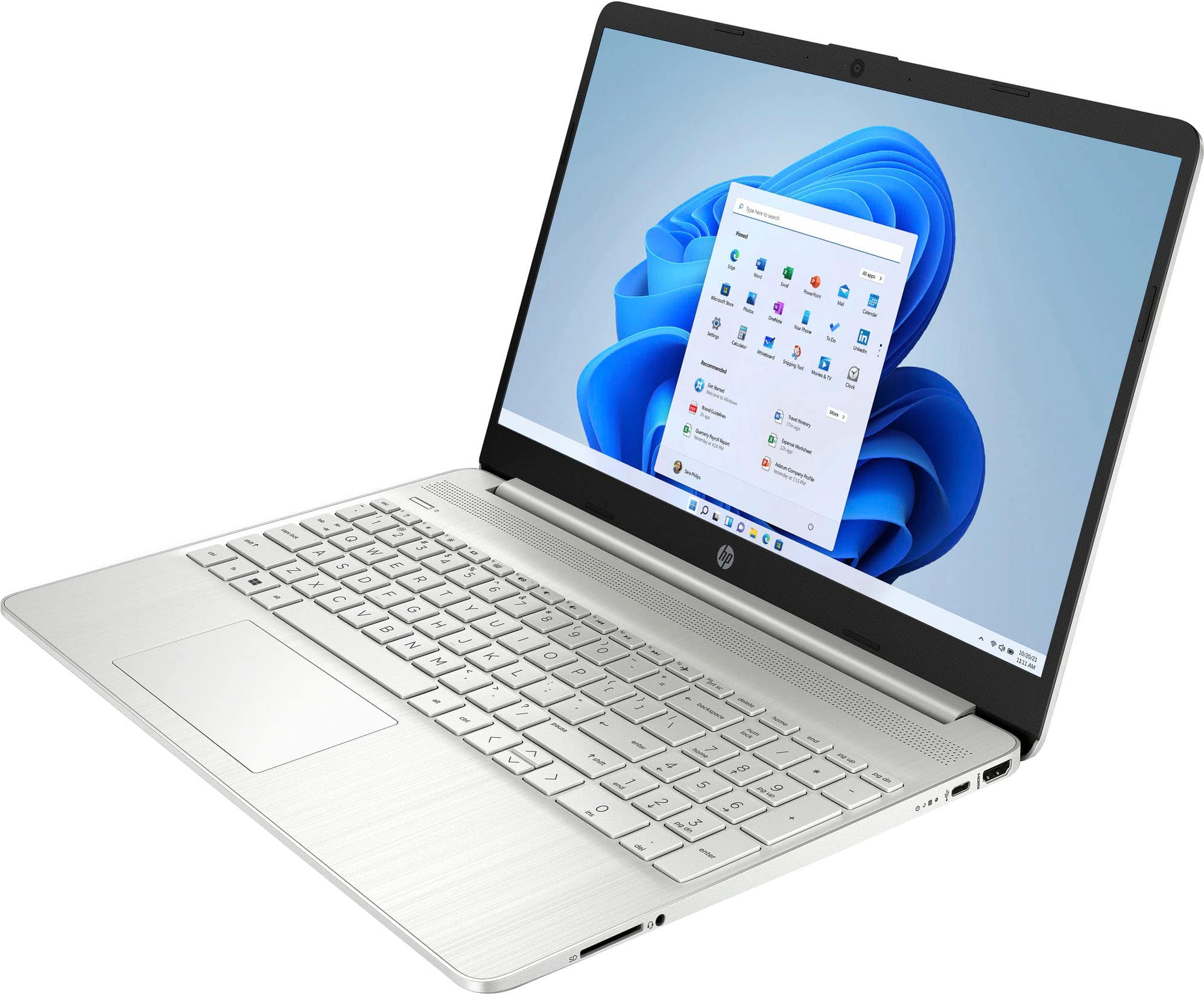 Left. HP - 15.6" Touch-Screen Laptop - Intel Core i5 - 8GB Memory - 512GB SSD - Natural Silver.