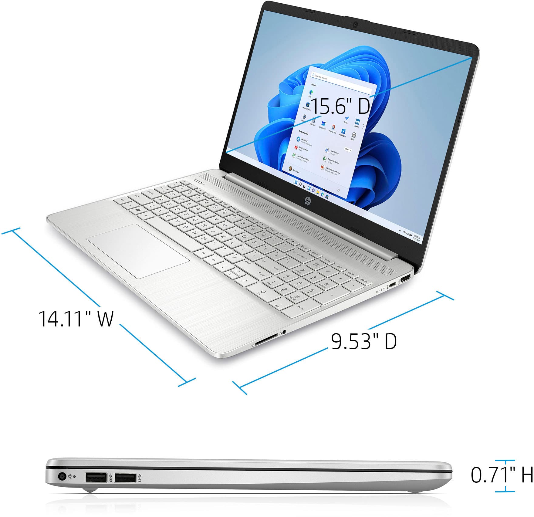 Alt View 7. HP - 15.6" Touch-Screen Laptop - Intel Core i3 - 8GB Memory - 256GB SSD - Natural Silver.