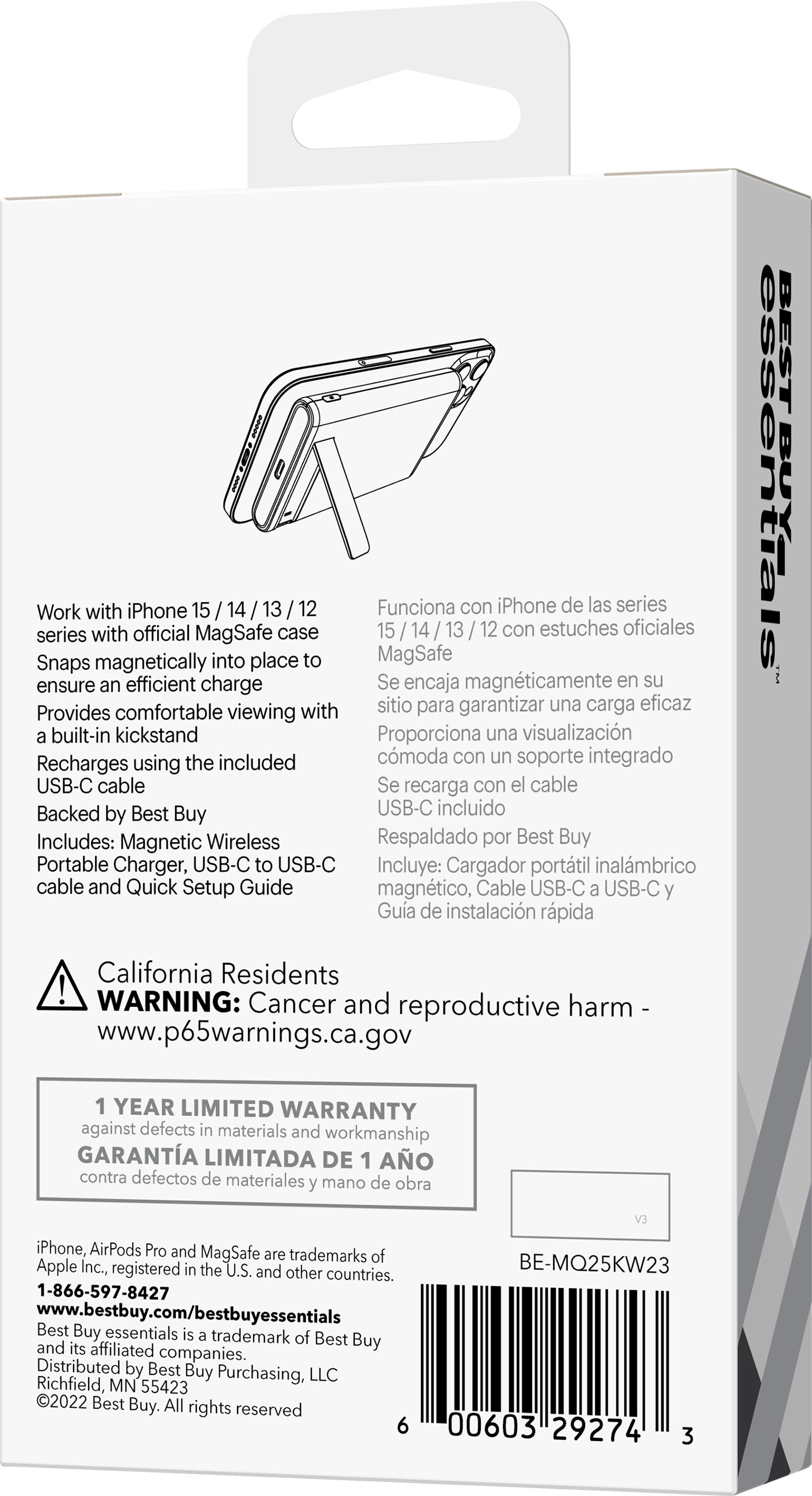 Essentia Water Apple MagSafe Battery Pack, Magnetic Wireless Power