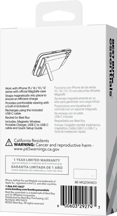 Best Buy essentials™ 5,000mAh 7.5W Magnetic Wireless Portable