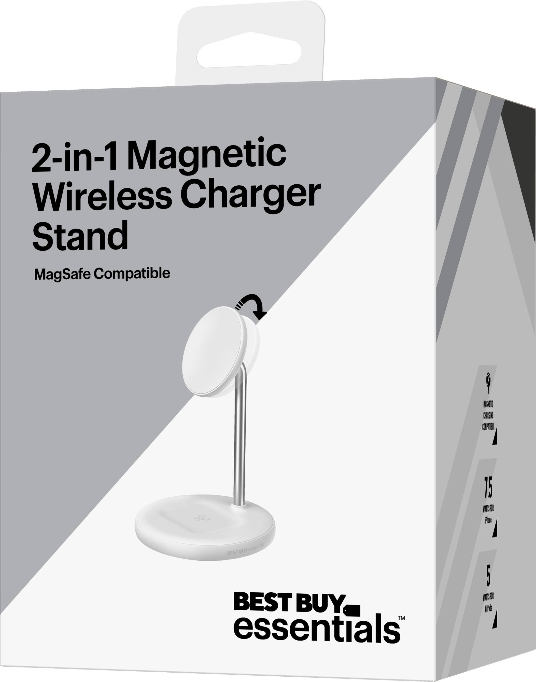 Alt View 16. Best Buy essentials™ - 2-in-1 7.5W Magnetic Wireless Charger for iPhone 15/14/13/12 series + AirPods - White.