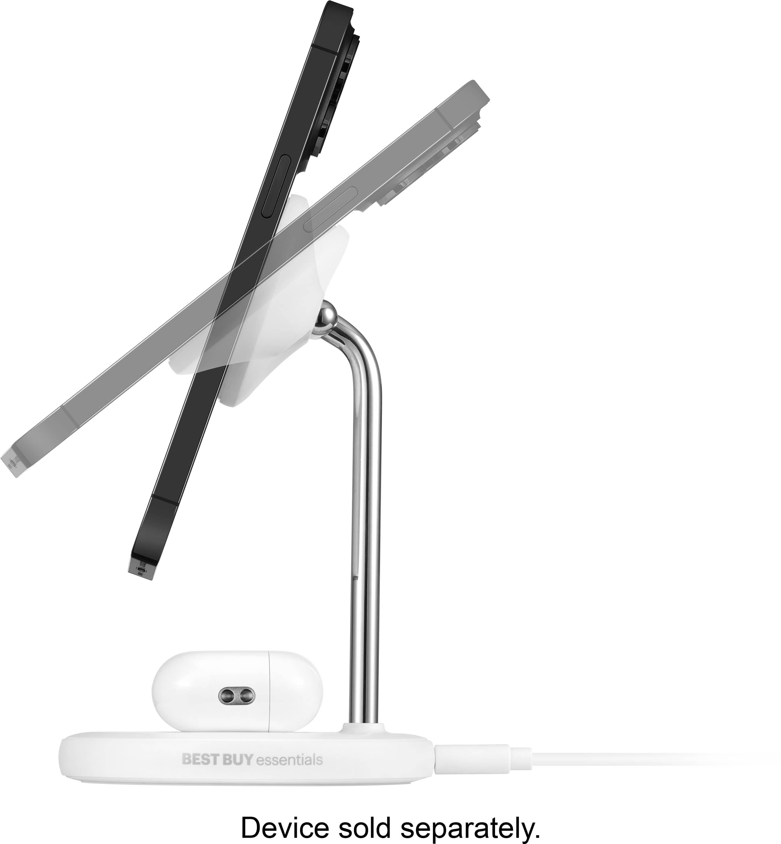 Alt View 14. Best Buy essentials™ - 2-in-1 7.5W Magnetic Wireless Charger for iPhone 15/14/13/12 series + AirPods - White.